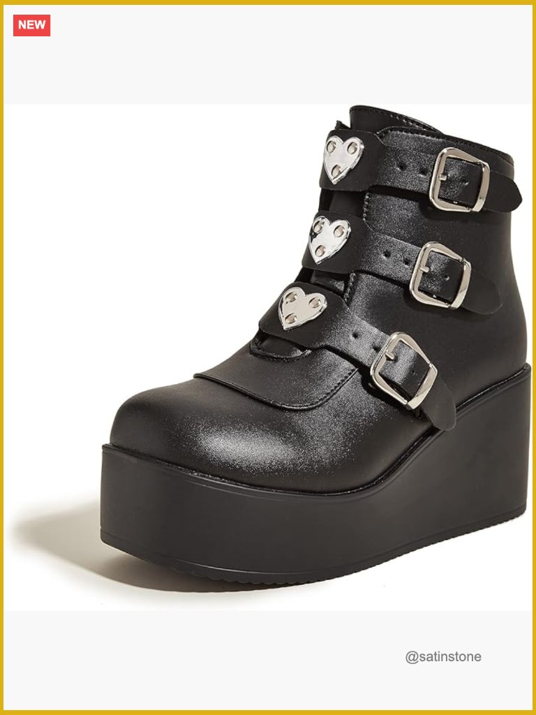Platform Chunky Ankle Boots - Wedge High Heels Goth Booties With Buckle Zipper